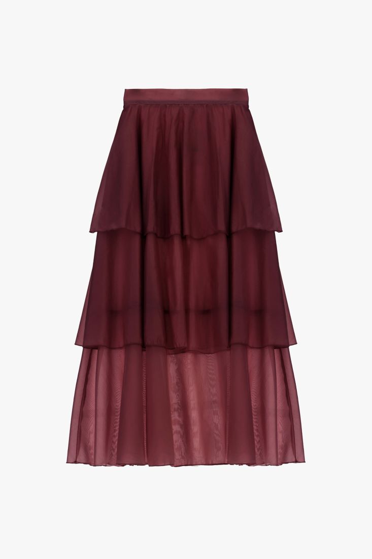 Long skirt with tiered ruffles