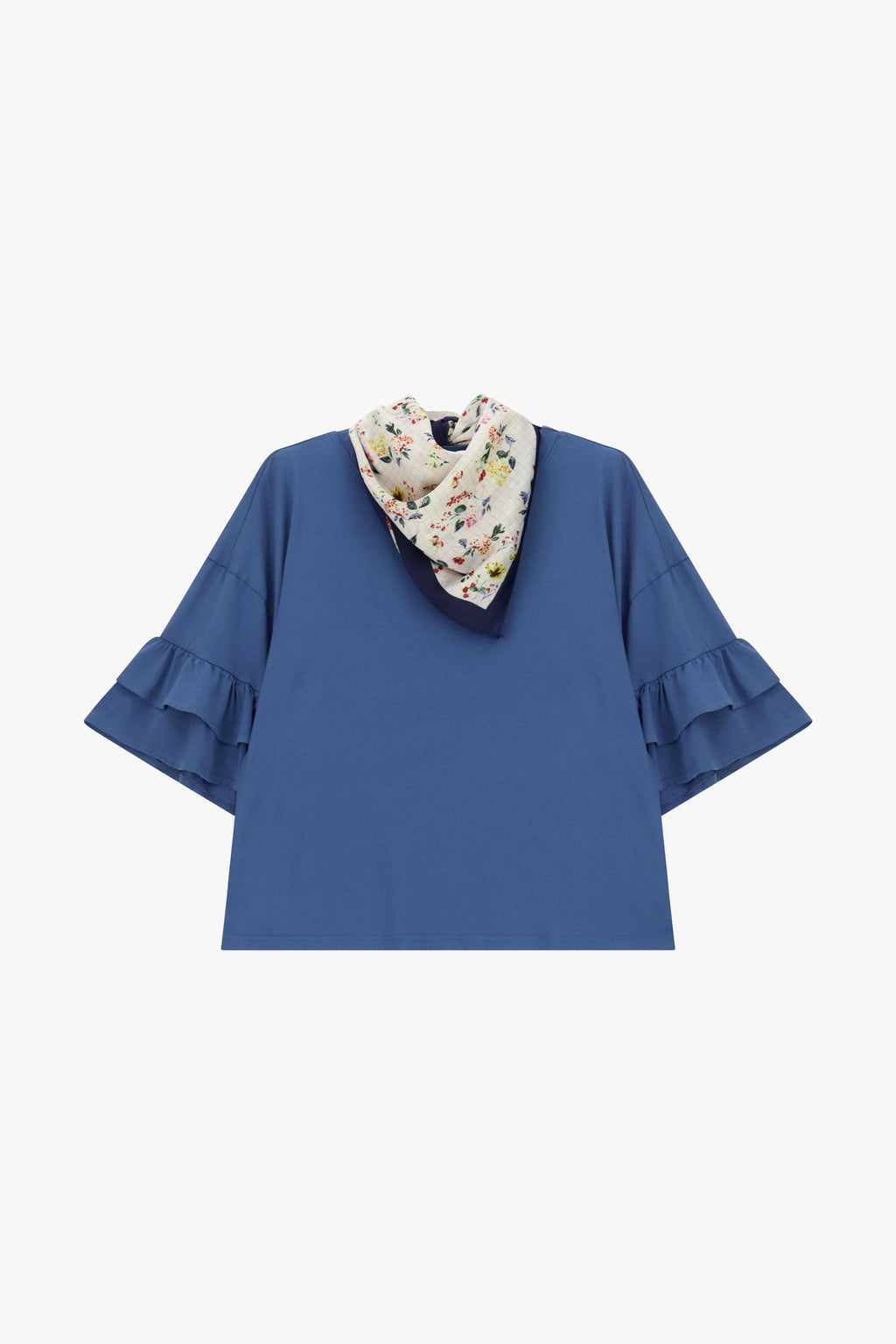 Short top with printed scarf