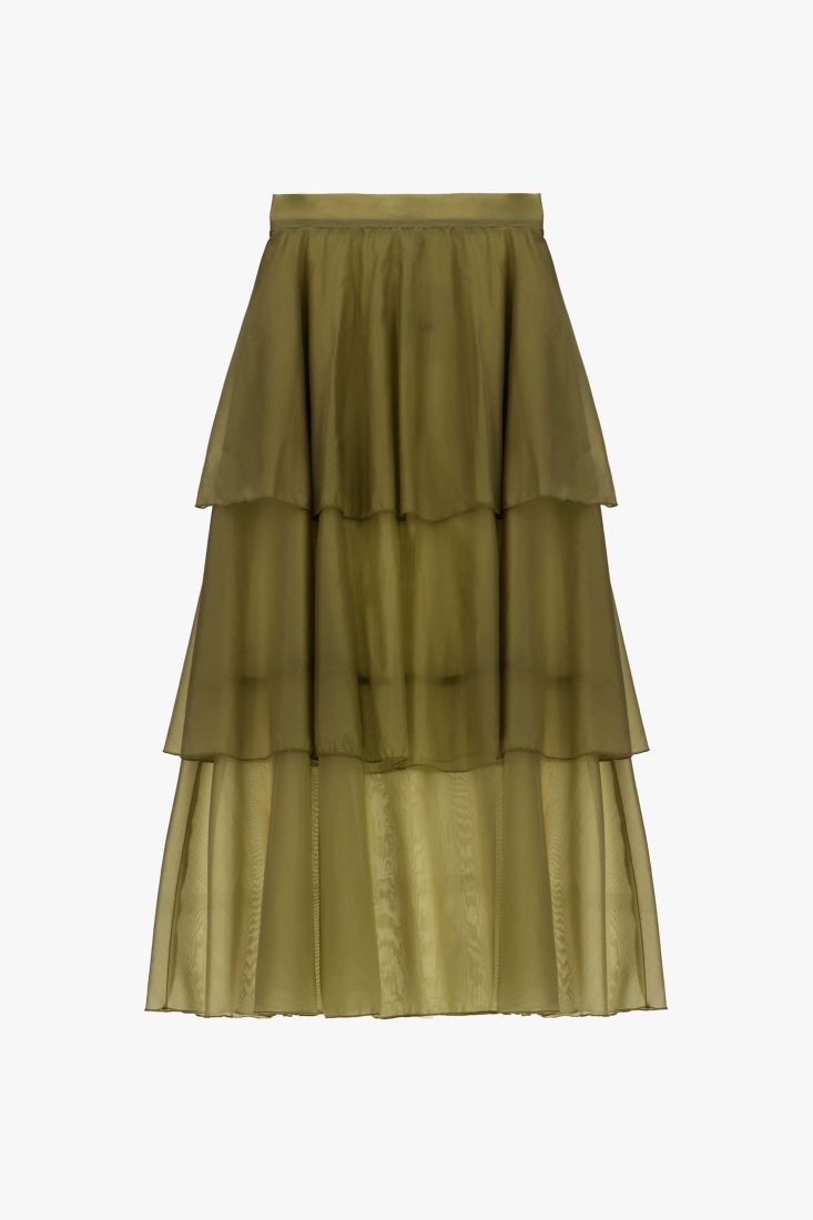 Long skirt with tiered ruffles