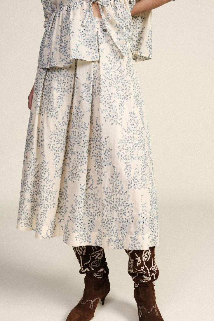 Midi skirt with floral print