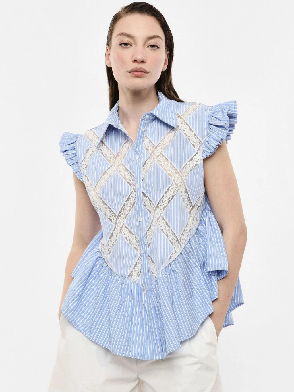 Lace embroidery shirt