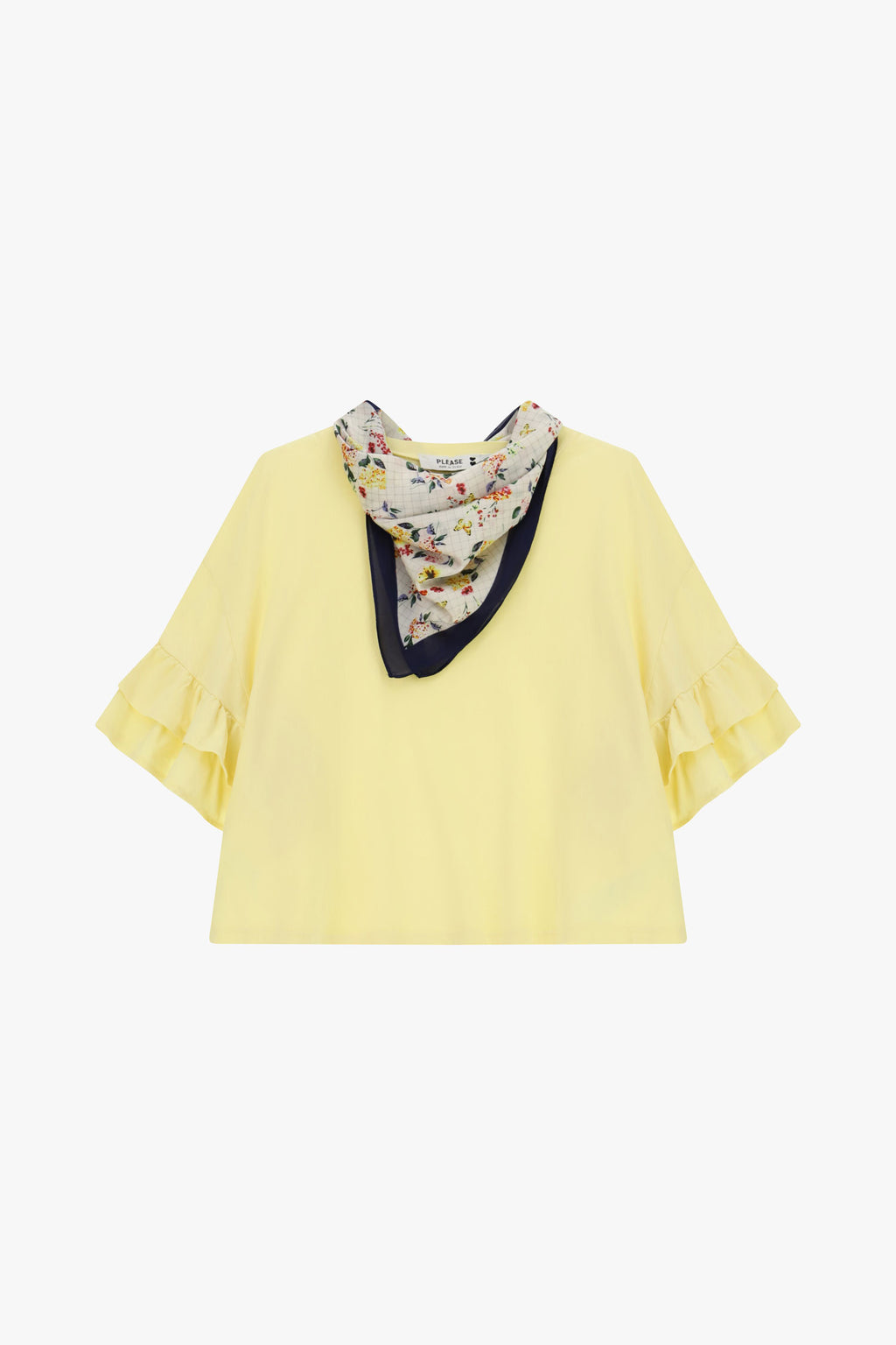 Short top with printed scarf