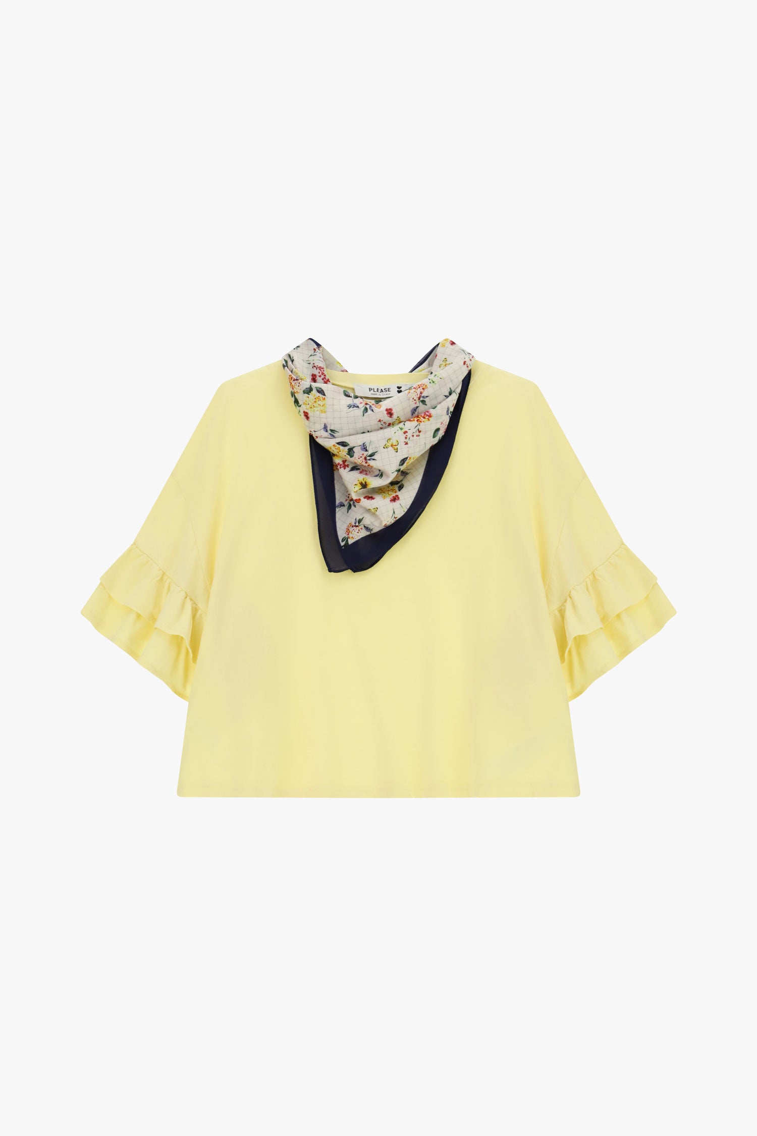 Short top with printed scarf