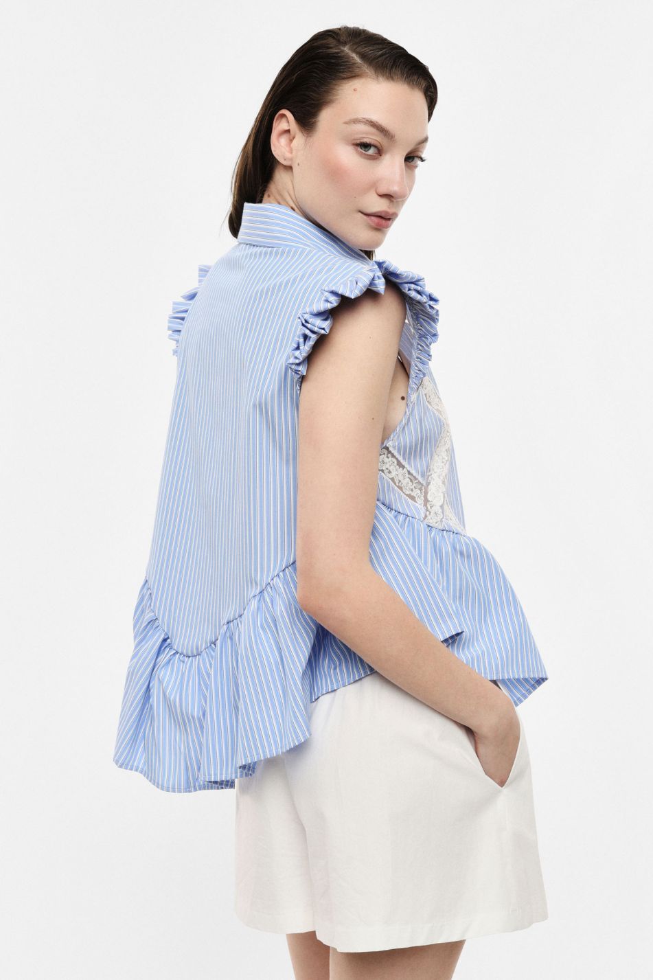 Lace embroidery shirt