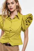 Shirt with ruched sleeves