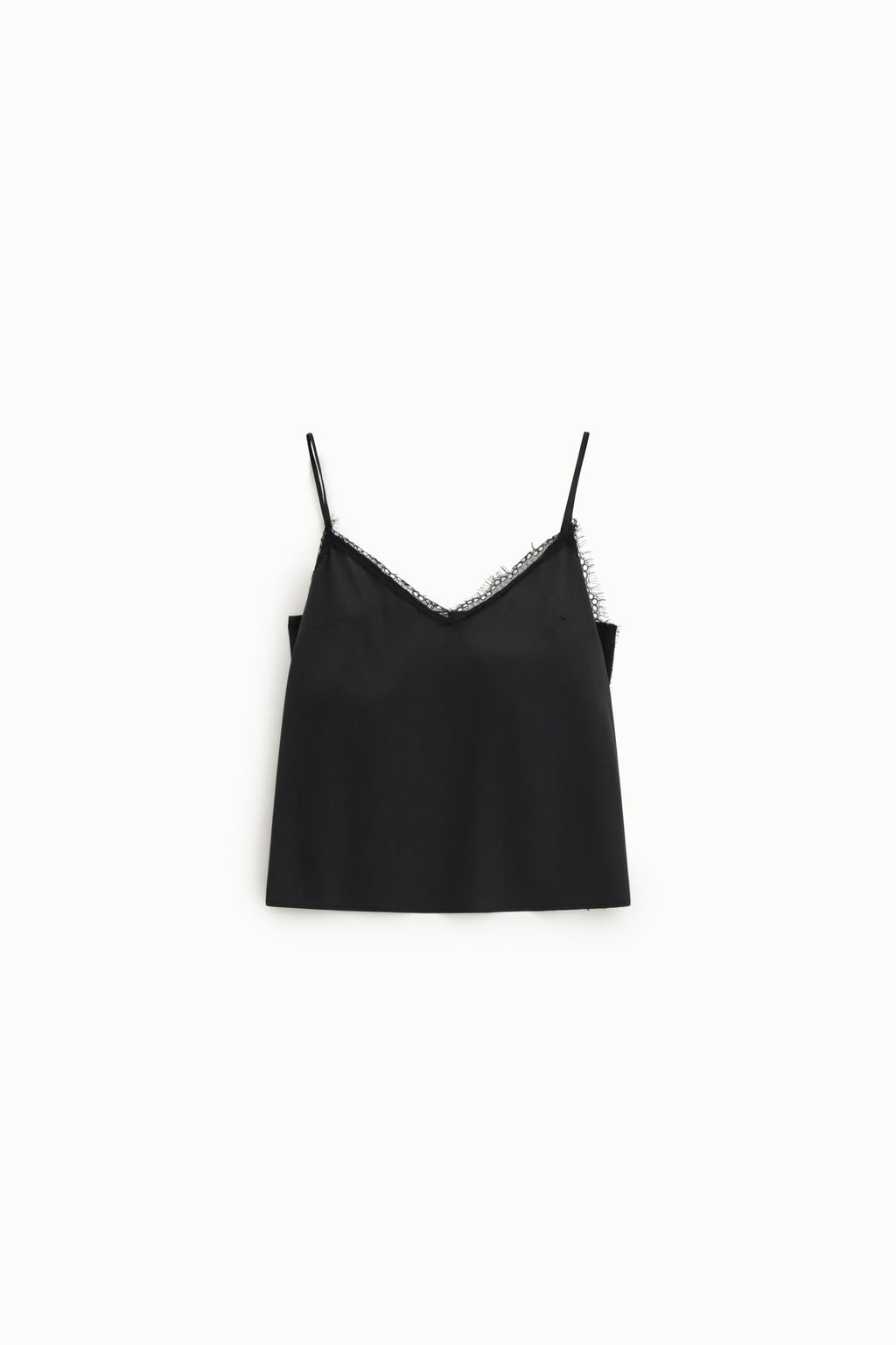 Top with thin straps and lace trim