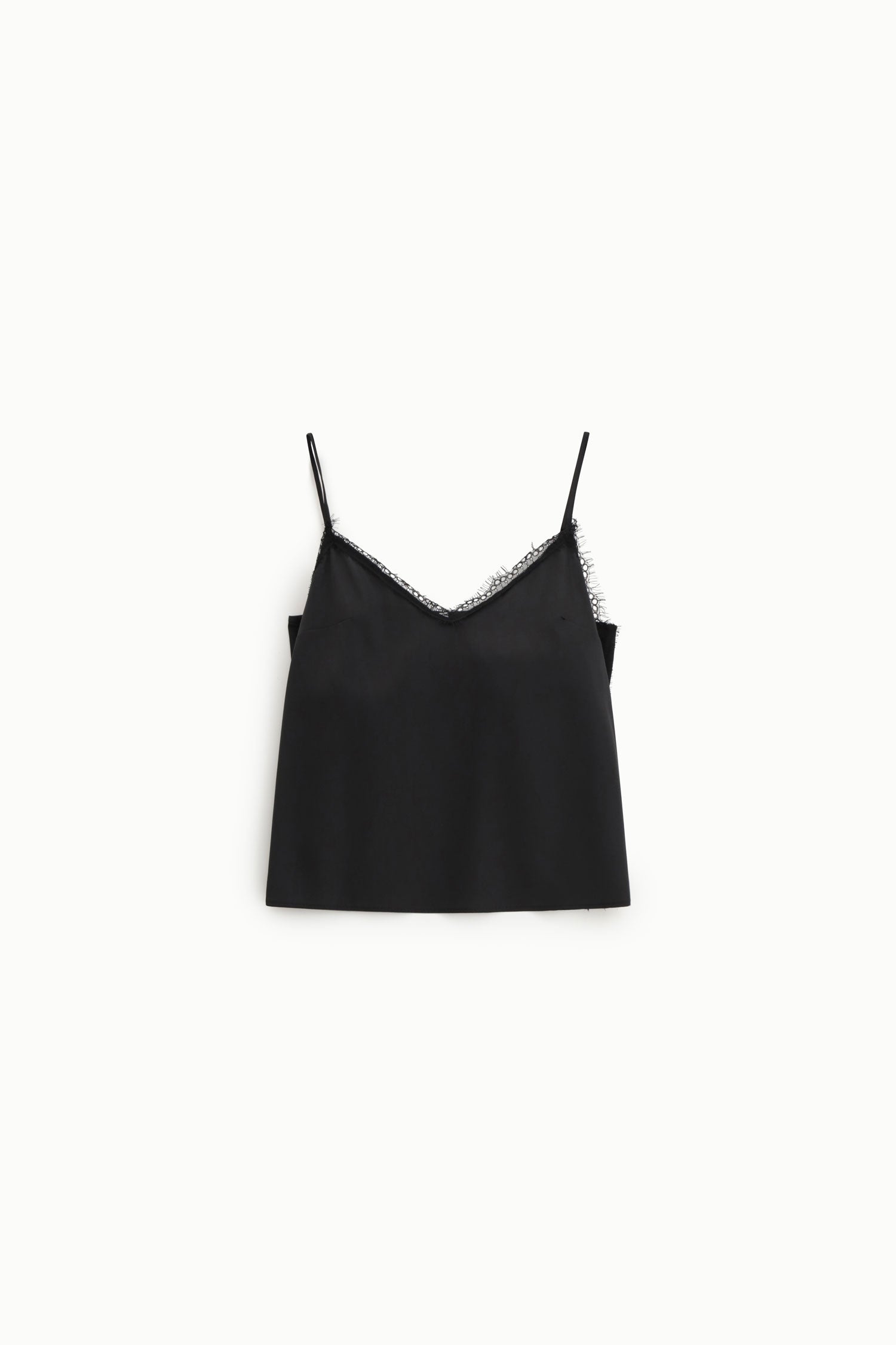 Top with thin straps and lace trim