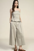 Trousers wide-leg high waist pleated
