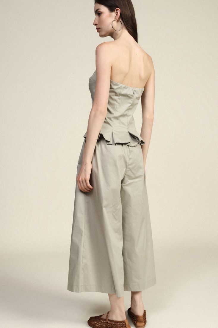 Trousers wide-leg high waist pleated