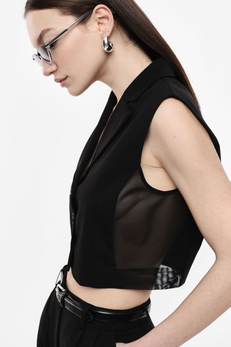 Vest cropped with mesh sides