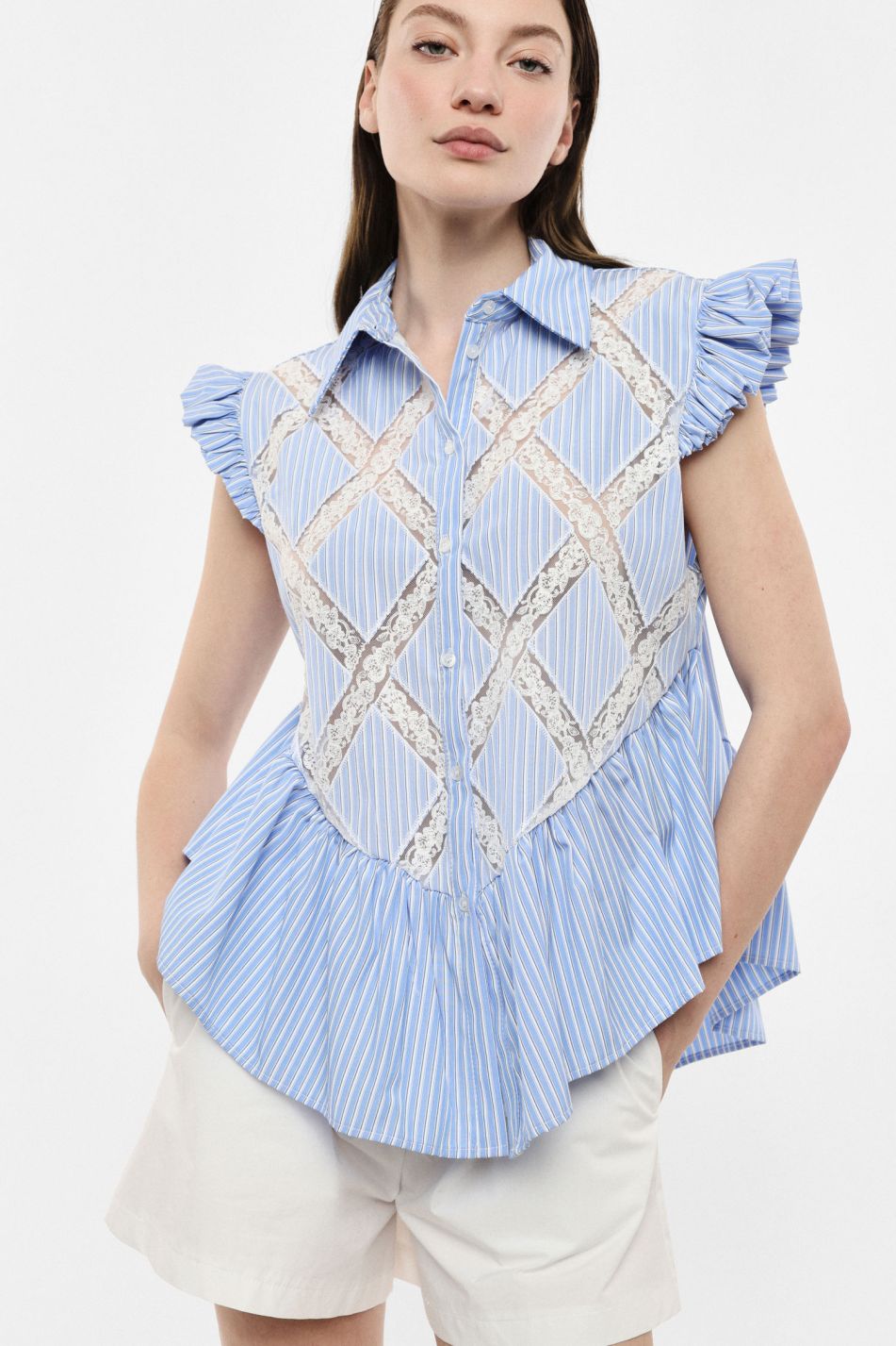 Lace embroidery shirt