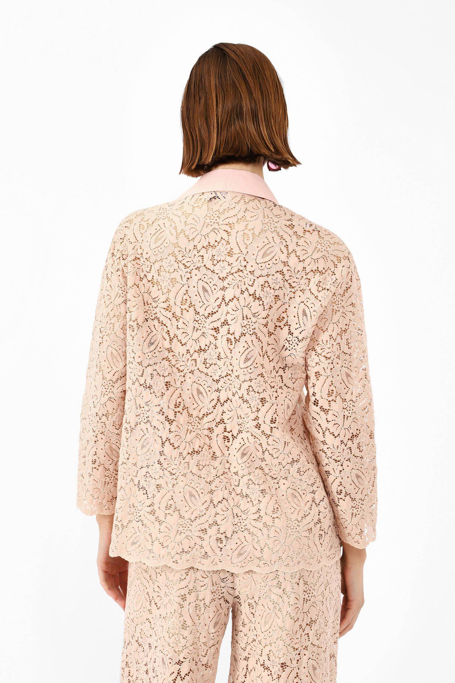 Sheer-look lace shirt