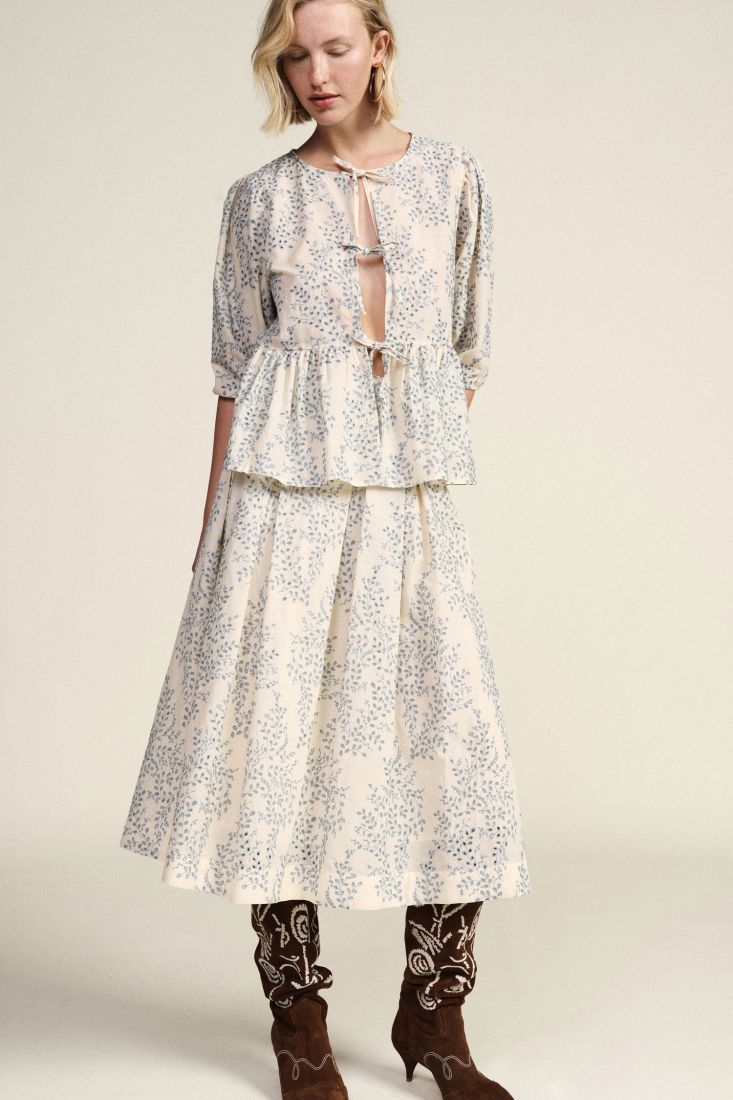 Midi skirt with floral print