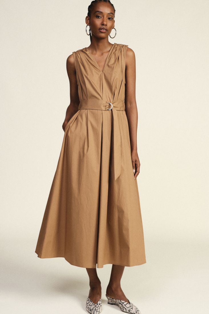 V-neck midi dress