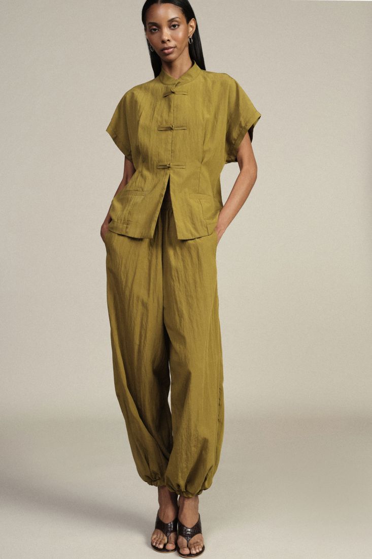 Trousers wide-leg with elastic waist