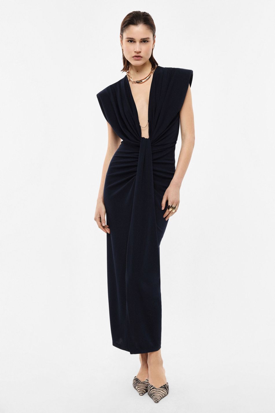 Long dress deep v-neck