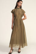 Long dress with bow collar