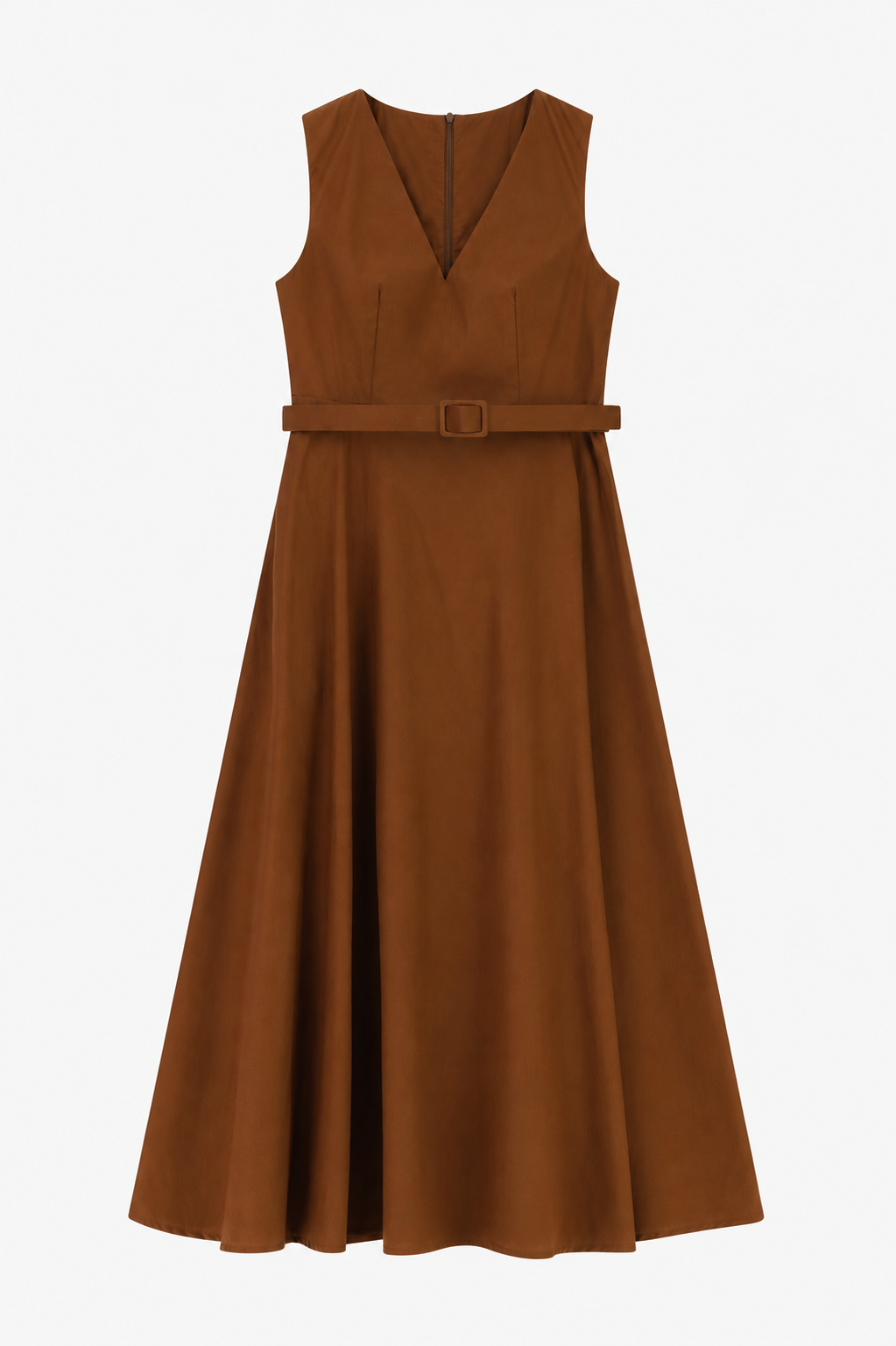 Midi dress with waist belt
