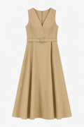 Midi dress with waist belt