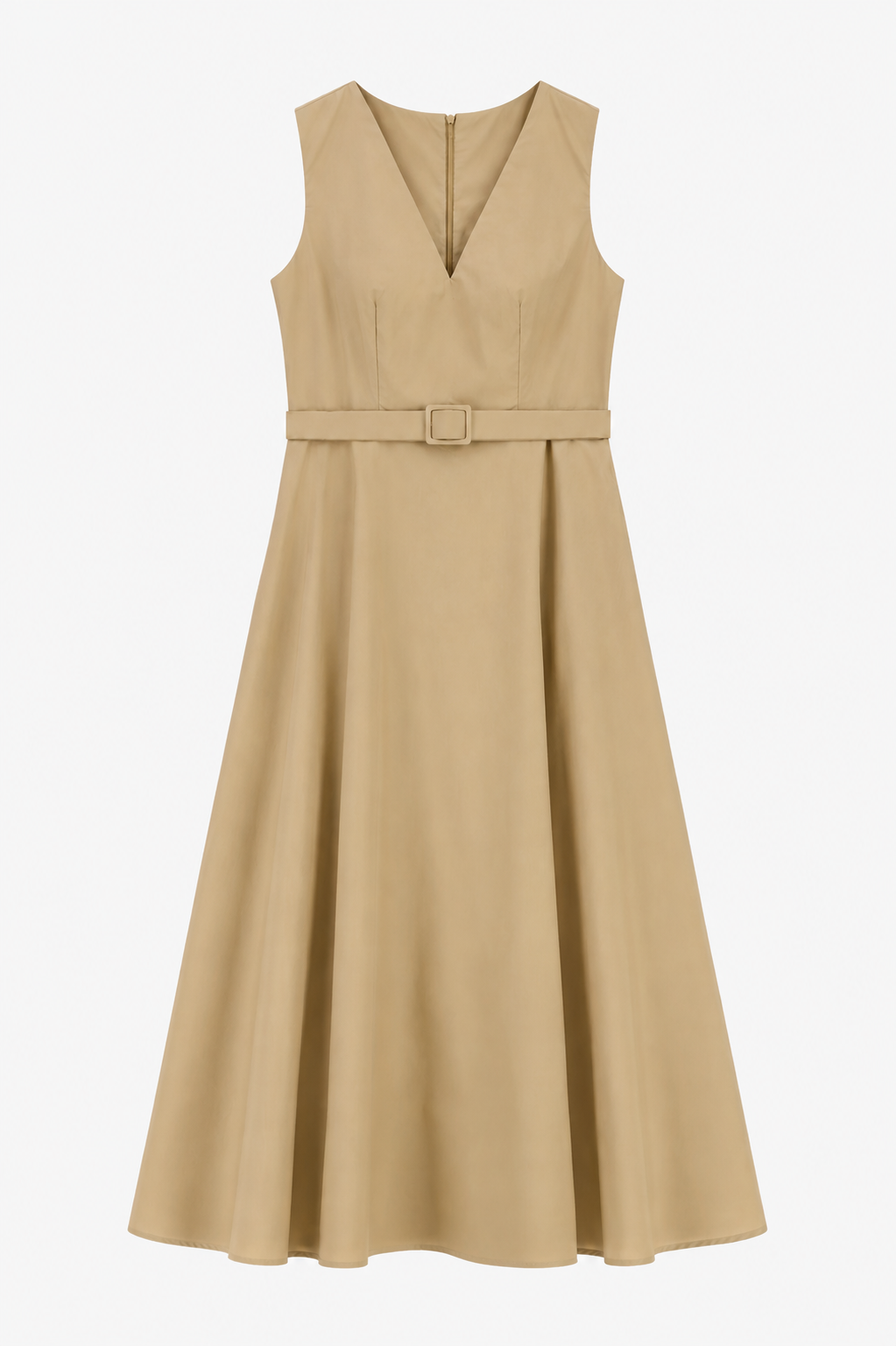 Midi dress with waist belt