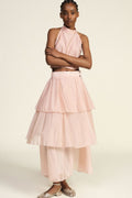 Long skirt with tiered ruffles