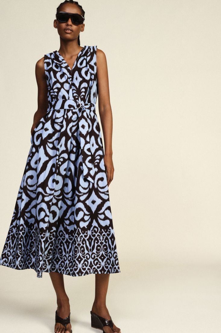 Midi dress with geometric pattern