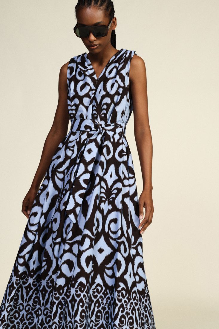 Midi dress with geometric pattern