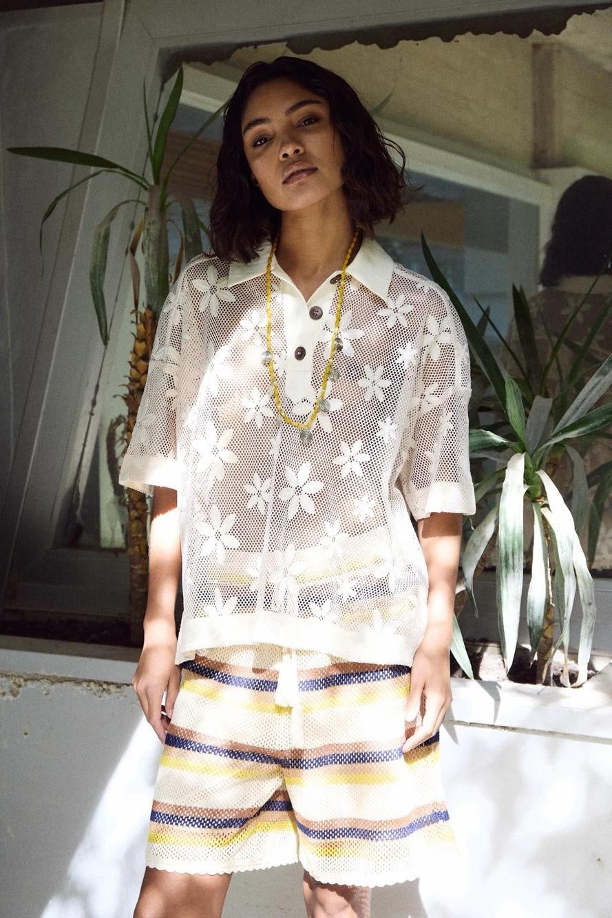 Crochet-flower polo