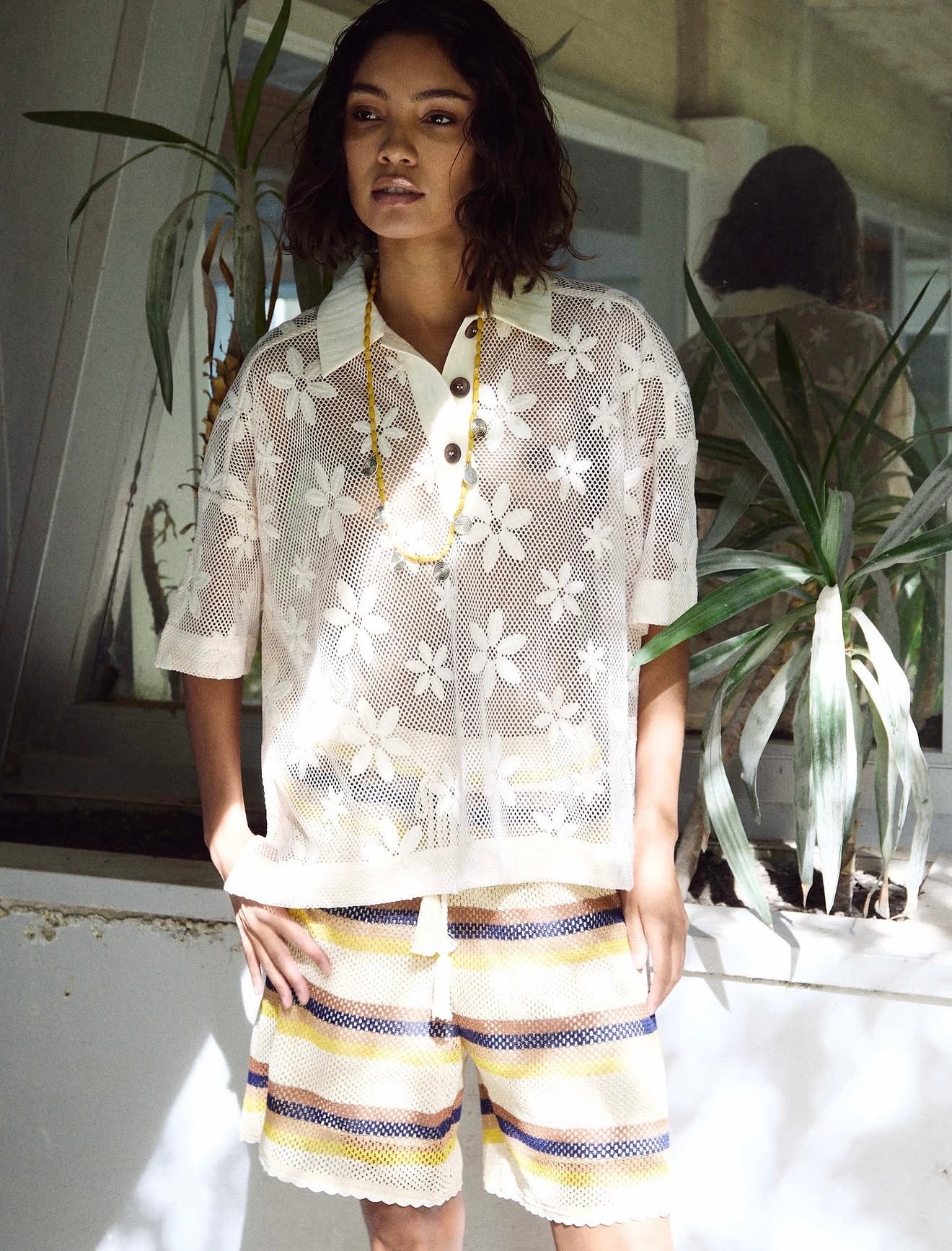 Crochet-flower polo