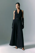 Sleeveless jumpsuit with belt