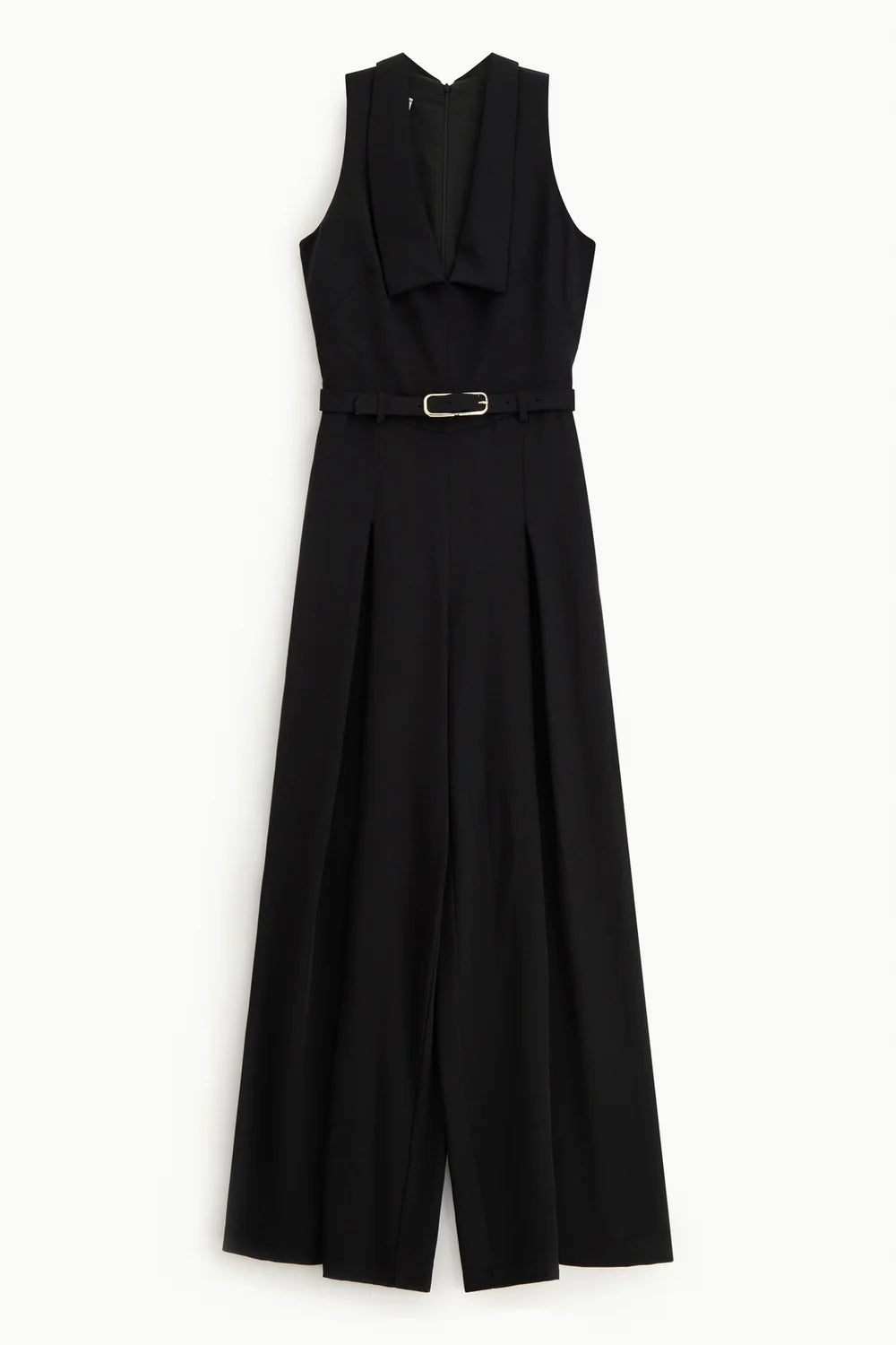 Sleeveless jumpsuit with belt