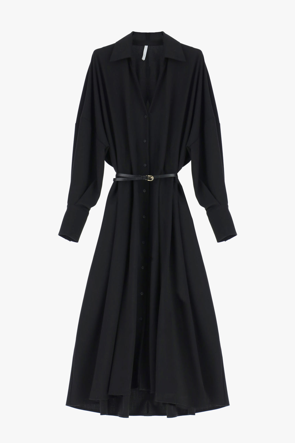 Long shirt dress with slim belt detail