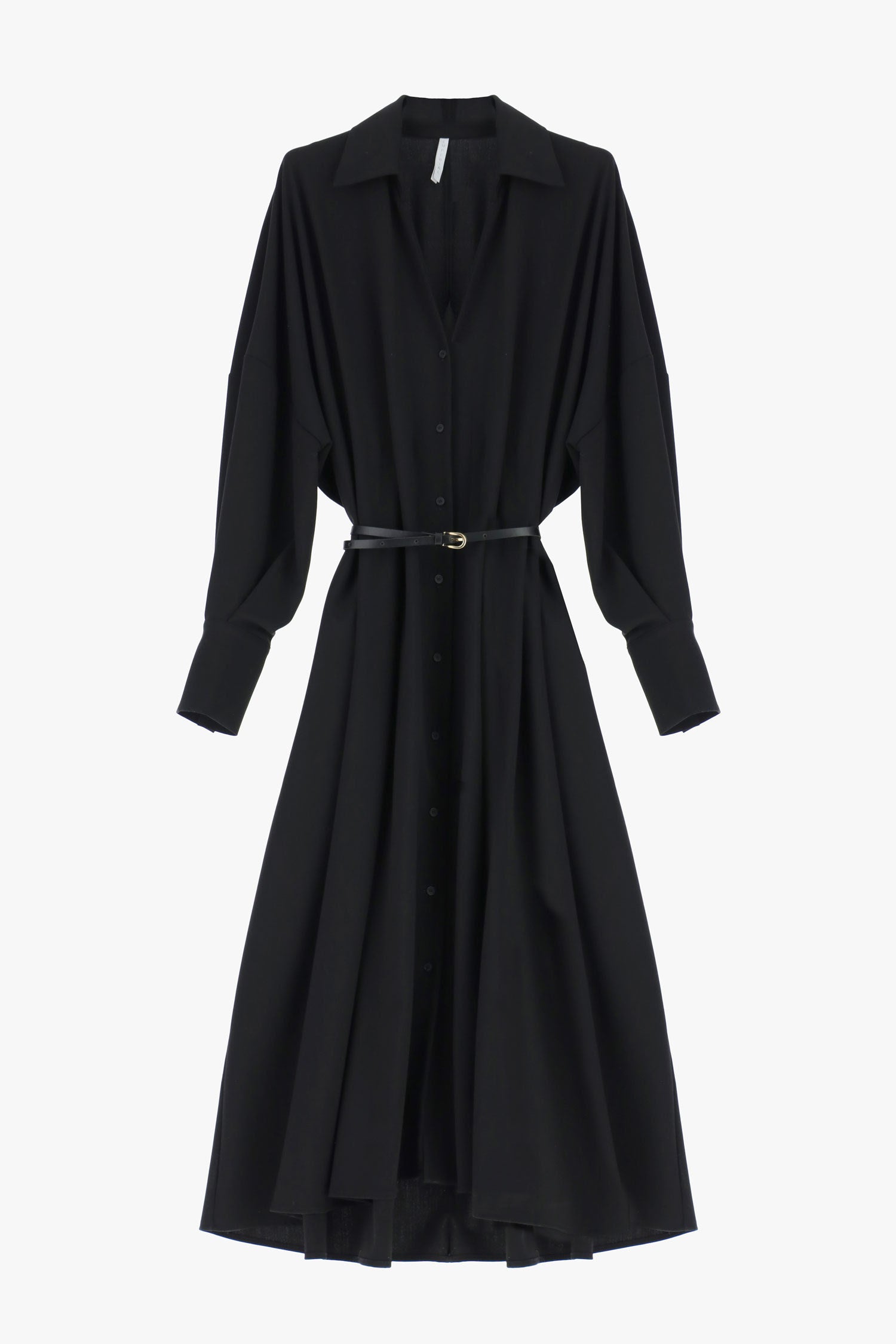Long shirt dress with slim belt detail